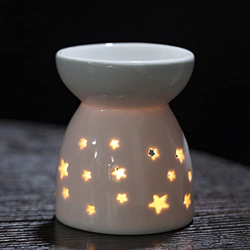 Wax Burner With Saucer Candle Holder, Mum Birthday Ceramic Wax Melt Burners, Wax Melts, Aromatherapy Diffuser, Essential Oil Diffuser for Home Décor Room Décor, Stars