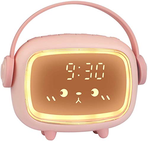 Digital-Wecker für Kinder,Wecker mit 6 Sound-Typen,Sprachsteuerung Funktion und Temperatur Display,Wake Up Kinderwecker Creative Nachttischlampe