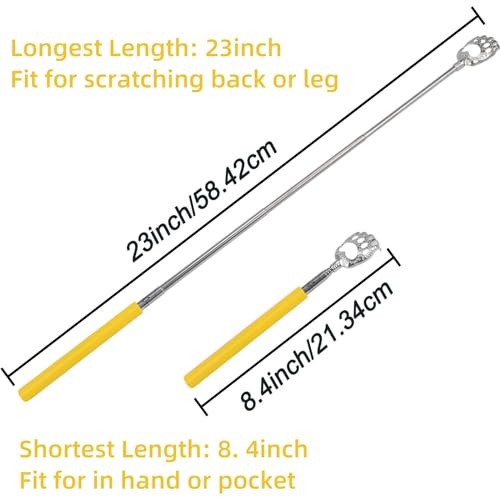 Image of WOVTE Back Scratcher, Bear Claw Telescopic Back Scratcher Stainless Steel Back Massager, Back Scratcher for Men Women Gifts for Men Stocking Stuffers for Men Women Mens Gifts(Yellow)