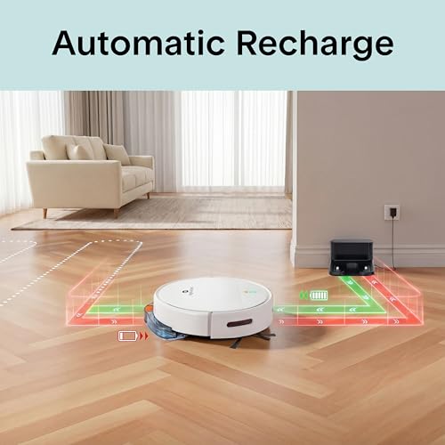 Image of SereneLife Robot Vacuum Cleaner, Automatic Vacuum Robot with App Control, 700Pa Suction, 3 Cleaning Modes, Auto Recharge, Dual Side Brushes, Works on Hard Floors, Low-Pile Carpets, Pet Hair, 11.4 inchx3 inch