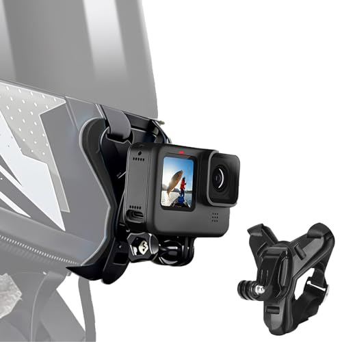 Support de Casque Moto Menton pour GoPro Hero 13 12 11 10 9 8 7 6 5 pour DJI OSMO Action 5 Pro 4/3 pour Session, Fixation de Menton avec Crochet en J Sangle...