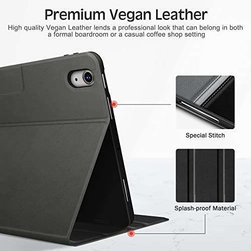 Kingblanc Ipad 10Th Generation 2022 Case 10.9-Inch With Pencil Holder, Vegan Leather Smart Folio, Auto Sleep Wake, Anti-Scratch, Adjustable Viewing Angle Stand Cover For Ipad 10Th Gen 10.9", Black #TOP3