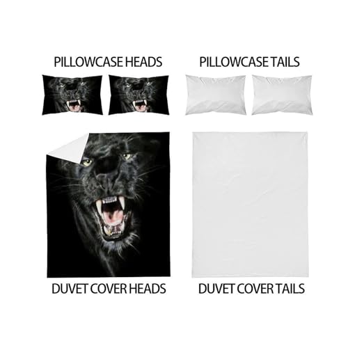 Housse de couette guépard impression 3D relief parure de lit microfibre douce