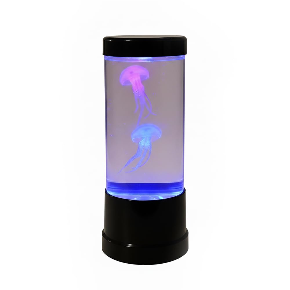 B&G International Lampe Aquarium Méduse LED – 2 Méduses Colorées, Changement Automatique, Double Alimentation,