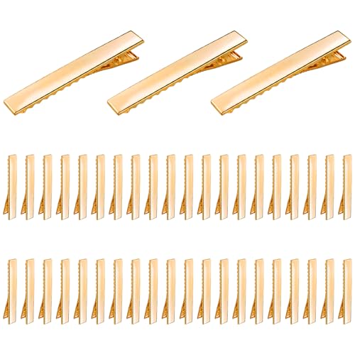 【LEISURE CLUB】 ヘアクリップ 約40個入り 65mm ヘアピン ハンドメイド 髪留め 金具 ヘアアクセサリー パーツ ゴルード DIY ホビー 業務用 手芸用品 大人 子供 (ゴールド6.5cm)