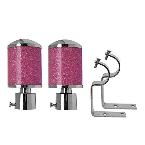 Buy Silver Rod Rail Curtain Bracket/Finials/LATTU (Pink) for Door