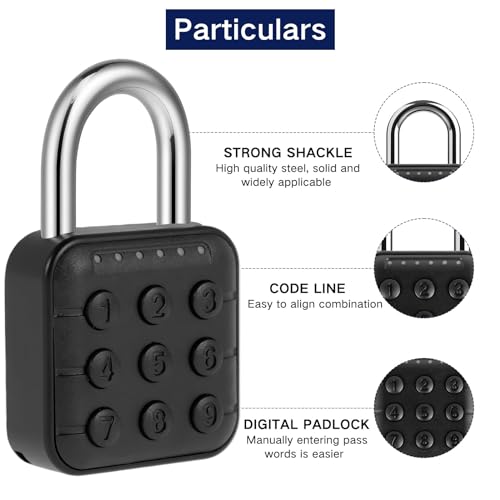 Image of Combination Lock, 6 Digit Password Locker Lock Aluminum Alloy Code Digital Padlock, Push Button Safe Padlock Security Padlocks, Combination Padlock for Gym and School Lockers(Black)