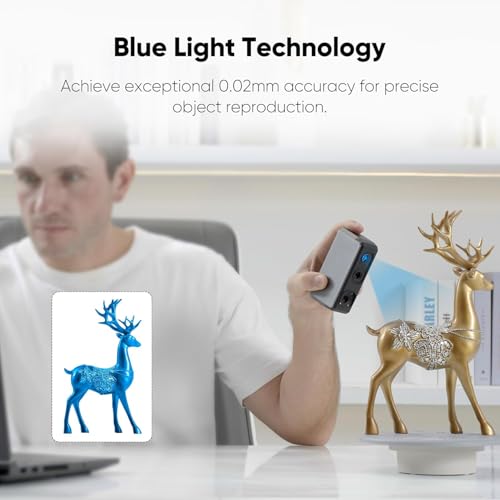 3DMakerpro Seal Lite [Standard Kit] – Präziser Handgeführter 3D-Scanner für kleine Objekte & 3D-Druck, 0,02 mm Genauigkeit, Blaues Licht (Leistungsstarker PC erforderlich)
