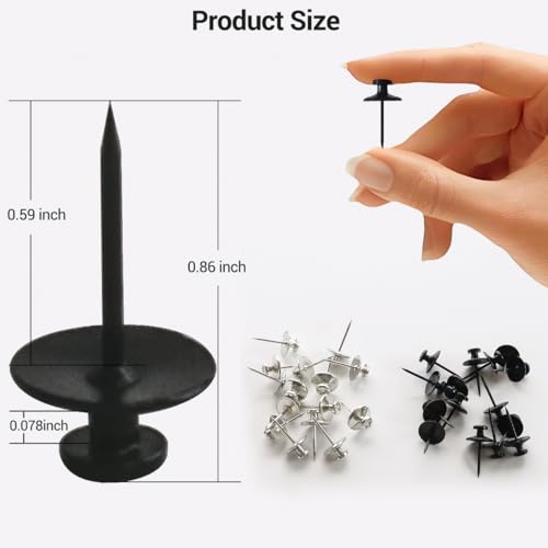 Image of VINIUSIKI Double Head Picture Hanging Nails, 30 Pack, Black Wall Tacks with Spirit Level, Holds up to 10 Pounds