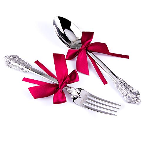 Fanery Sue FSUS518 Personalisiertes Paar Besteckset mit roter Schleife