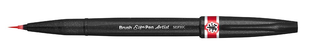 Pentel Touch Brush Sign Pen Artist - Red / Single