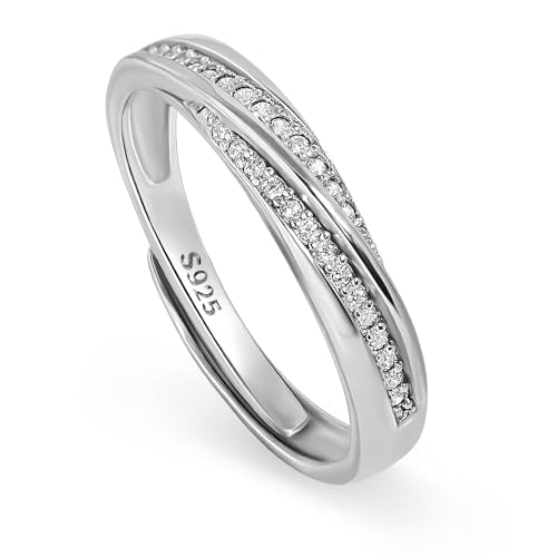 Meissa Anillo de pareja plata 925 Anillo de compromiso Anillos ajustables Joyería de boda hecha a mano Anillos de banda tamaño 4-21,25 (3,8mm de ancho)