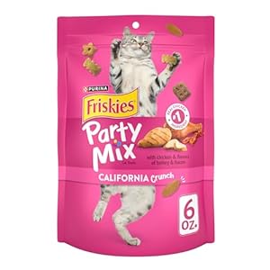 Purina Friskies Cat Treats, Party Mix California Crunch With Chicken – (Pack of 6) 6 oz. Pouches