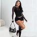 Aceilika 3 Piece Outfits for Women 2 Piece Sexy Sheer Mesh Long Sleeve Tops with Tank Bodycon Short Sets and Calf Sleeve Party Clubwear Goingout Sets Black L