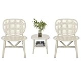 IKAYAA 3 Piece Outdoor Patio Set,Small Space Patio Furniture Sets for 2,Bistro Set 2 Person,Bistro Table and Chairs Set of 2,Small Round Bistro Set Outdoor,Outdoor Table and Chairs