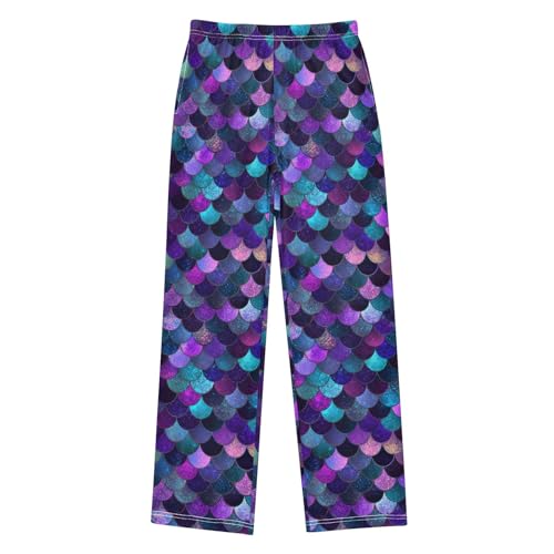 Pajama Pants Lounge Sleep PJ Bottoms Sleepwear Elastic Waist Drawstring S Iridescent Mermaid Scal