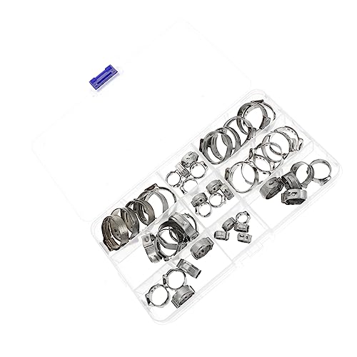 Cabilock 80pcs Hose Fixed Clamps Adjustable Garden Ear Water Hose Clamp Crimp Pinch Fitting Tools Clamp for Hose Fastener for Hose Stainless Steel Silver