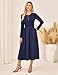 Kleider Damen Elegante A-Linie Langarm Midi Strickkleid Damen Herbst Festliche Kleider für Damen Hochzeit Dunkelblau S