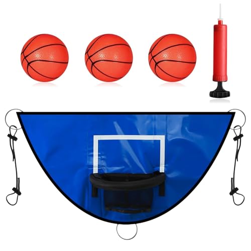 Panier de basket pour trampoline extérieur résistant aux UV avec filet et ballon de sport
