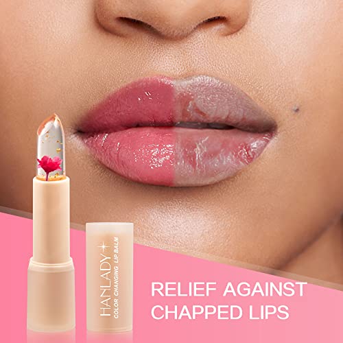 Flower Lip Balm Color Change, Clear Lipstick With Flower Inside, Ph Lip Balm For Pink Shade, Long Lasting Moisturizing Waterproof Vegan Lipstick (Pink) #TOP1
