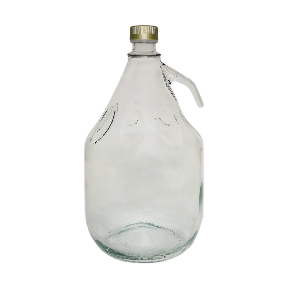 DIAH Do It At Home 3L (0.8 Gallon) Glass Demijohn Fermentation Bottle with Airtight Screw Cap - Clear Empty Carboy Jug for DIY Wine Making, Hard Cider, Mead, Kombucha & Liquid Storage