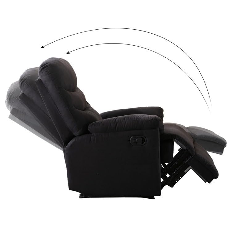 Image of Torque - Valencia 1 Seater Fabric Manual Recliner | Recliner Sofa /Chair for Living Room, Bedroom, Office (Black) | 1 Year Warranty
