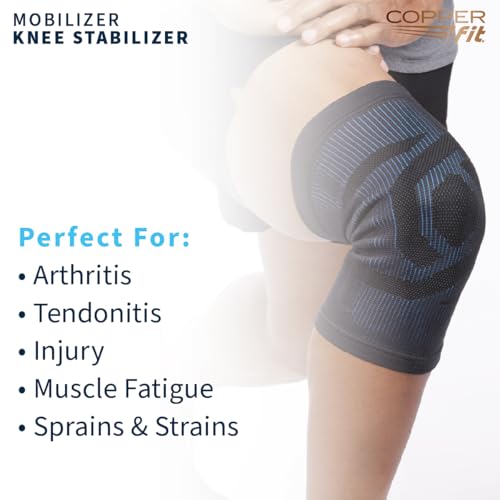 Image of Copper Fit Mobilizer Knee Sleeve - ProSeries with Removable Side Stabilizers Knee Support for Advanced Recovery - Mobility, Knee Pain, Swelling, Inflammation, Circulation, Arthritis, Tendonitis (2XL)