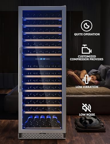 GarveeHome Dual Zone Freestanding Wine Fridge 24" - 154 Bottle Capacity, Built-In Wine Cooler Refrigerator With Safety Child Lock for Red, White, Champagne, or Sparkling Wine - Stainless Steel