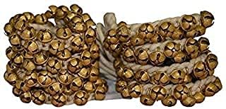 Brass Big Ghungroo White cotton string Bells for Professional Dancers (Pair, 75+75_2.5 CM)