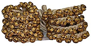 Brass Big Ghungroo White cotton string Bells for Professional Dancers (Pair, 75+75_2.5 CM)
