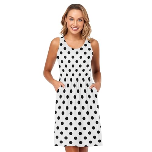 Image of ALAZA Women's Summer Dress Sun Dress Sleeveless with Pockets