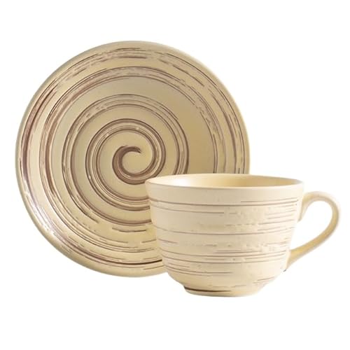 コーヒーカップ、カップ&ソーサーセット、ティーセット、セラミック、シンプルなナチュラルファッション北欧スタイル、食器洗い機対応、電子レンジ対応 (B,陶器のラテアートのカップです)