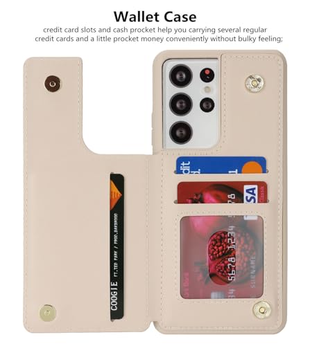 Coque portefeuille Samsung S21 Ultra beige blocage RFID - 7