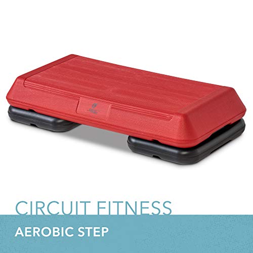 Circuit Fitness - Circuit Size Aerobic Platform with Red Nonslip Platform and Two Original Black Risers