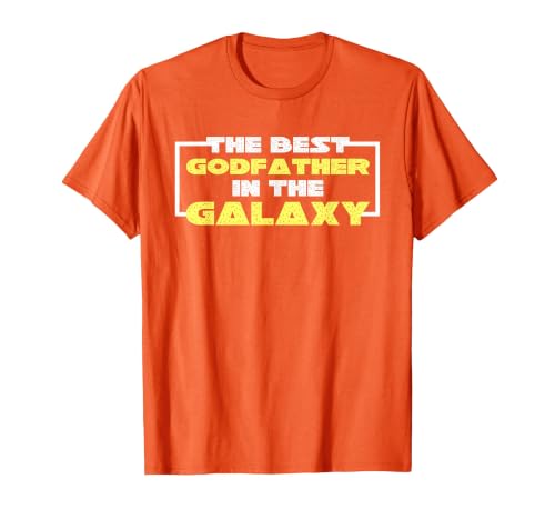 Best Godfather in the Galaxy | Godson Goddaughter | Godparent T-Shirt, Men, Orange, Small