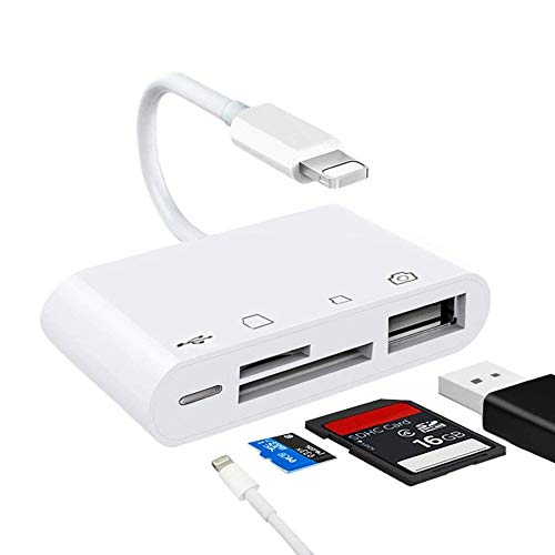 SD/TF Card Reader,Digital Camera Reader Adapter Cable, Lighting to USB Camera Adapter, Trail