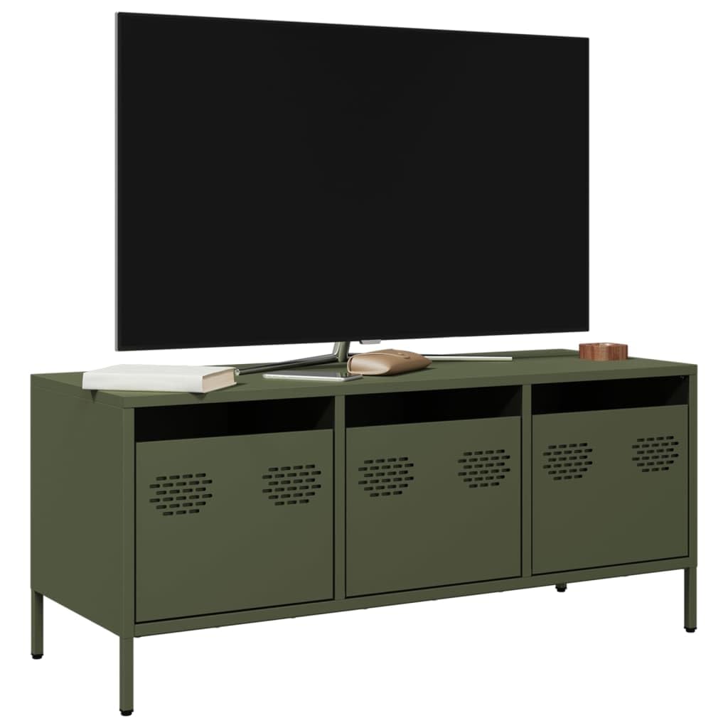 Mueble Para TV De Acero Amarillo Mostaza - 100,5x39x60,5 Cm, Con Puertas Y Amplio Almacenamiento, Requiere Montaje