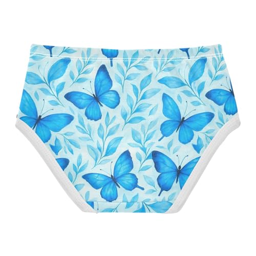 Joisal Aesthetic Toddler Underwear Floral 2t Cotton Little Girl Panties Blue Butterflies Leaves Underpants Briefs2