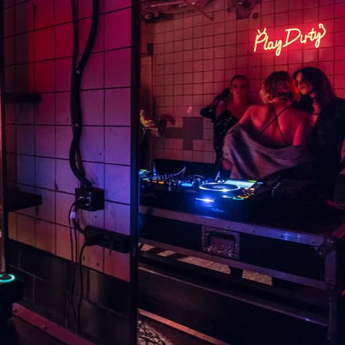Image of Play Dirty Neon Sign Red Letter LED Neon Lights Signs Devil Neon Signs for Wall Decor Satan Neon Lights for Bedroom Dimmable Red Words Neon Light Up Sign for Bar Man Cave Party Decor
