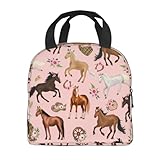 Zminciu Horse Lunch Bag Reusable Zipper Closure Leakproof Insulated Lunch Box Cooler Tote Bag Food Container Snack Bag