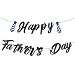 Happy Father’s Day Banner – Pre-Strung Black Letter Glitter Garland with Blue Tie Cutouts for Dad Appreciation, Father’s Day Party Decorations, Home Décor