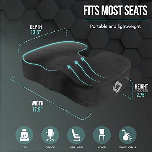 Samsonite Memory Foam Seat Cushion – Ergonomic Cushion for Office Chair, Tailbone Pressure Pad, Coccyx Support for Sciatica, Supportive Seat for Car, Desk, and Gaming Chairs, Black - Image 3