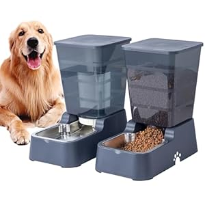 Meikuler Pets Auto Feeder 5.2L,Food Feeder and Water Dispenser Set for Medium & Large Dogs Cats and Pets Animals (Navy)