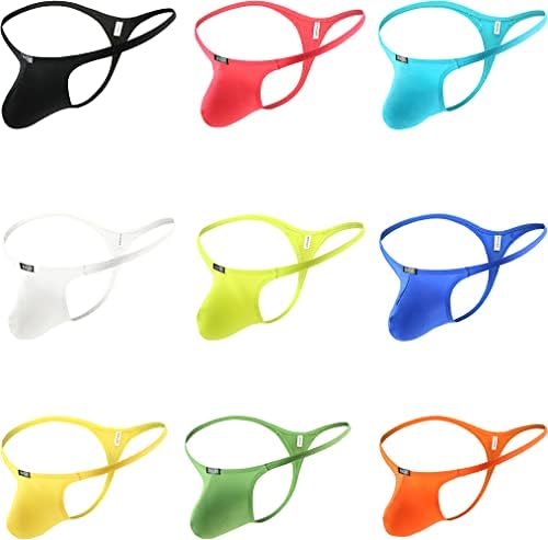 IKINGSKY Men's Sexy Pouch G-string Underwear Sexy Low Rise Bulge Thong Underwear (X-Large, 9 Pack)