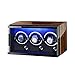 LEELLY Caja enrolladora de Reloj automática Caja enrolladora de Reloj de PU para 3 Relojes automáticos con Luces de Colores Fuente de alimentación Dual Cojines de Reloj Ajustables Motor silencioso