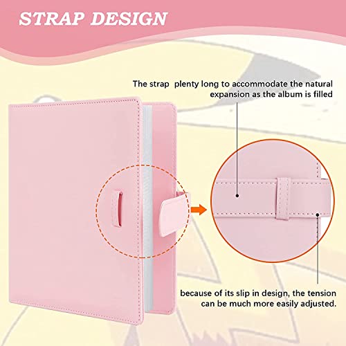 Fotoalbum mit 256 Taschen – Passend für Fujifilm Instax Mini 9 8 90 40 7 11 12 Evo LiPlay Sofortbildkamera , Fotoalbum Kompatibel mit Polaroid Snap PIC-300, Kodak Zink Fotopapier (54x86 mm) (Rosa)