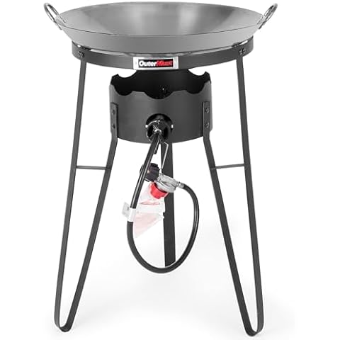 OuterMust Outdoor Cooker With Wok Gas Wok with Iron Wok and Burner 54000 BTU for Outdoor Cooking Cover