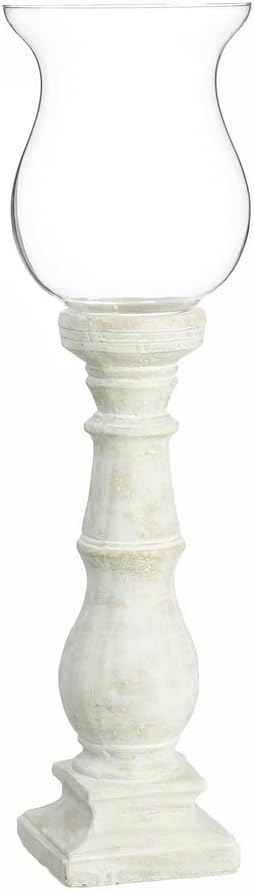 Candle Holder 20.5 x 20.5 x 71 cm Glass Cement White