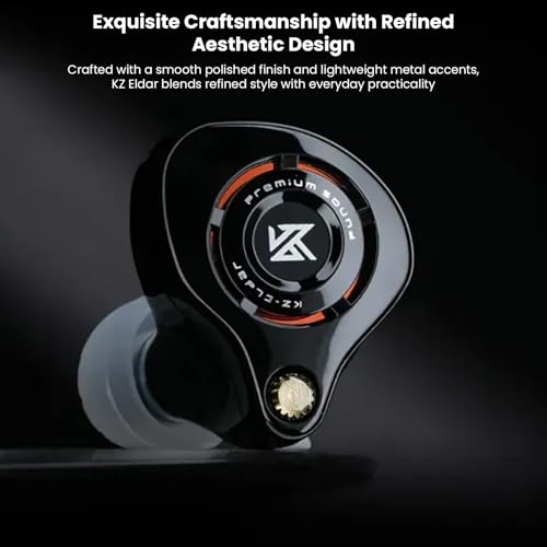 Image of KZ Eldar Wired IEM with Mic, Single Dynamic Driver in-Ear Monitor with HM Graph Signature Tuning, OFC Cable, 0.78mm 2Pin, Deep Bass HiFi Sound for Gaming, Music & Calls (3.5mm (Black with Mic))