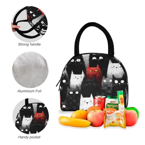 Group Of Cats Print Backpack Set with Lunch Bag, Large Capacity Travel Backpacks and Lunch Box Insulated for Commute Hiking Picnic4